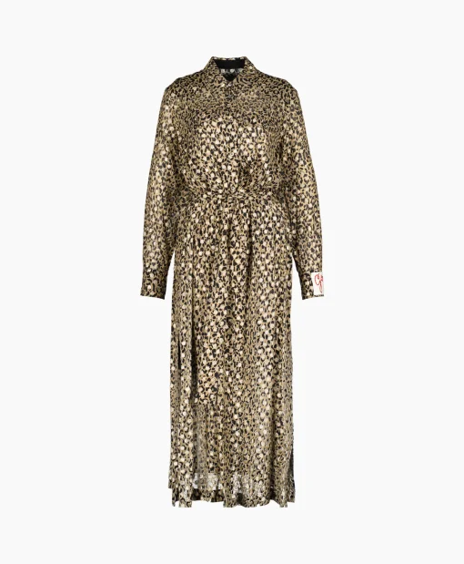 Dames Golden Goose Jurken*Midi Jurk Golden W's Chemisier Leopard Print Fil C Beige