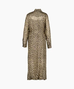 Dames Golden Goose Jurken*Midi Jurk Golden W's Chemisier Leopard Print Fil C Beige