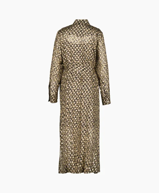 Dames Golden Goose Jurken*Midi Jurk Golden W's Chemisier Leopard Print Fil C Beige