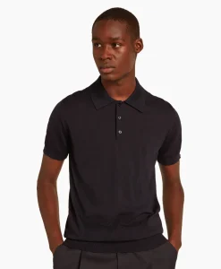 Heren Golden Goose Polo's*Polo Golden M's Knit Merino Wool Donker Blauw