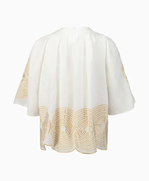 Dames Greek Archaic Kori Blouses*Blouse Pleates Labyrinth Wit