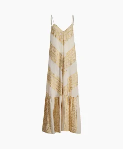 Dames Greek Archaic Kori Bruiloftskleding*Maxi Jurk Long All Over Old Straps Ivoor / Naturel