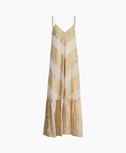 Dames Greek Archaic Kori Bruiloftskleding*Maxi Jurk Long All Over Old Straps Ivoor / Naturel