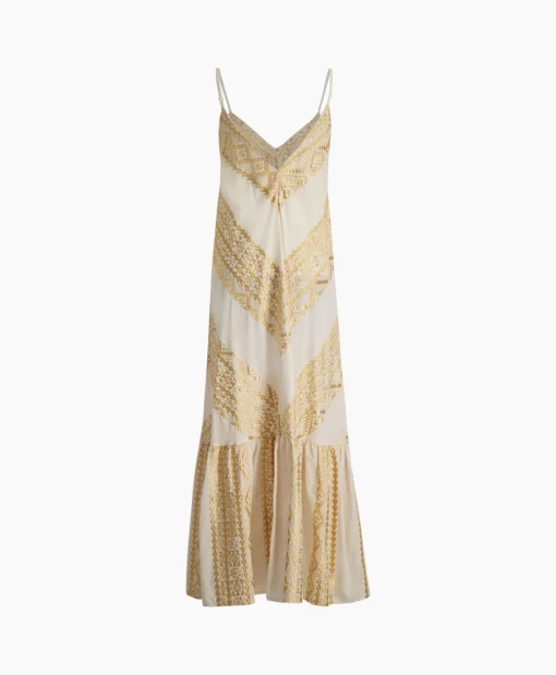 Dames Greek Archaic Kori Bruiloftskleding*Maxi Jurk Long All Over Old Straps Ivoor / Naturel