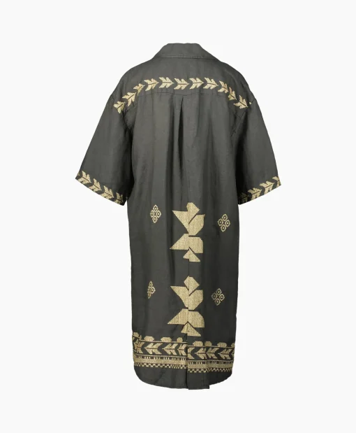 Dames Greek Archaic Kori Bruiloftskleding*Maxi Jurk Aeolis Pocket Khaki