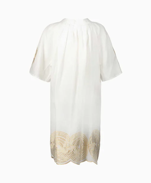 Dames Greek Archaic Kori Bruiloftskleding*Mini Jurk Short Labyrinth Bell Sleeve Wit
