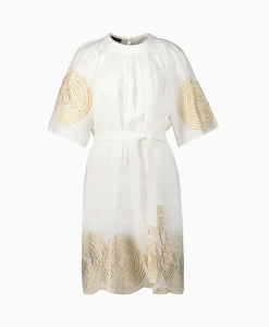 Dames Greek Archaic Kori Bruiloftskleding*Mini Jurk Short Labyrinth Bell Sleeve Wit