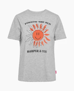 Dames Harper & Yve T-Shirts & Tops*Harper & Yve T-Shirt Korte Mouw Smiley-Ss Grijs
