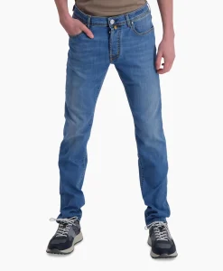 Heren Jacob Cohen Broeken*Jeans 5 Pkt Slim Fit Bard Midden Blauw