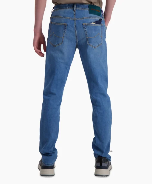 Heren Jacob Cohen Broeken*Jeans 5 Pkt Slim Fit Bard Midden Blauw
