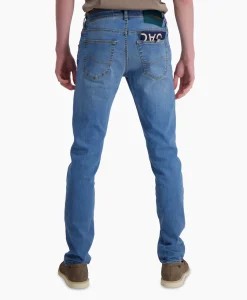Heren Jacob Cohen Broeken*Jeans 5 Pkt Super Slim Fit Nick Midden Blauw