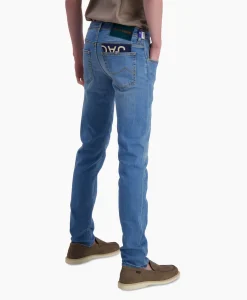 Heren Jacob Cohen Broeken*Jeans 5 Pkt Super Slim Fit Nick Midden Blauw