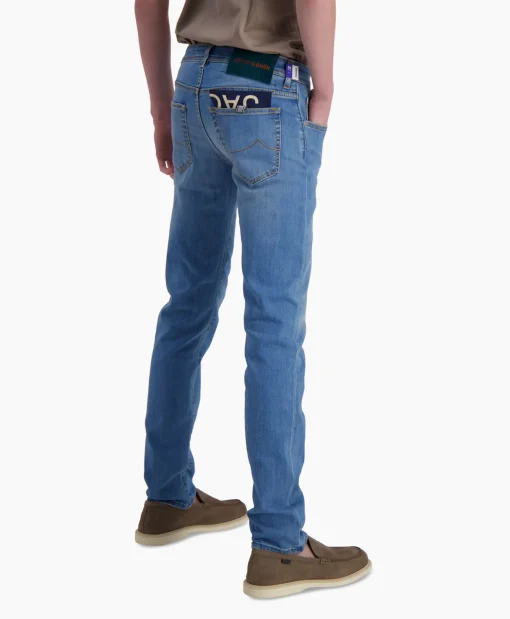 Heren Jacob Cohen Broeken*Jeans 5 Pkt Super Slim Fit Nick Midden Blauw