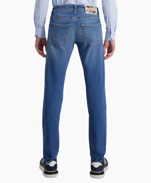 Heren Jacob Cohen Broeken*Jeans 5 Pkt Super Slim Fit Nick Donker Blauw