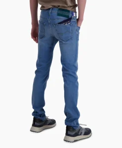 Heren Jacob Cohen Broeken*Jeans 5 Pkt Super Slim Fit Nick Donker Blauw