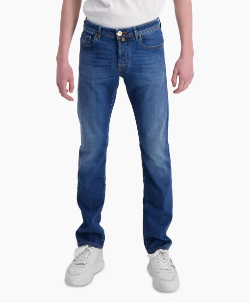 Heren Jacob Cohen Broeken*Jeans Slim Fit Bard Blauw