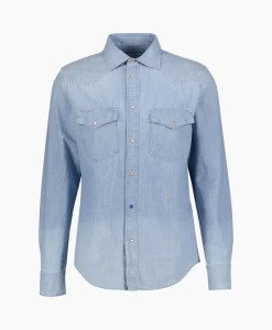 Heren Jacob Cohen Overhemden*Overhemd Western Blauw