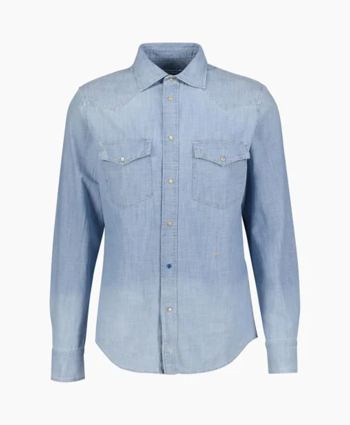Heren Jacob Cohen Overhemden*Overhemd Western Blauw