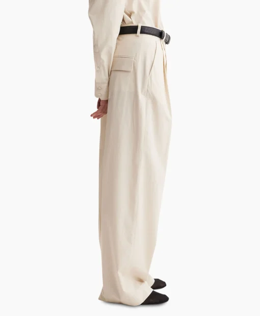 Dames Les Coyotes De Paris Broeken*Pantalon Wide Leg Pleated Chino Zand