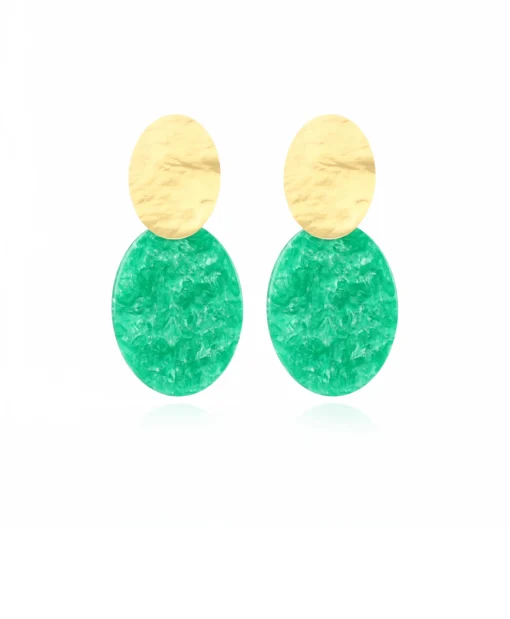 Dames Lott. Gioielli Sieraden*Oorbellen Closed Oval S Midden Groen