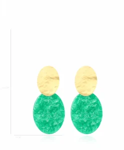 Dames Lott. Gioielli Sieraden*Oorbellen Closed Oval S Midden Groen