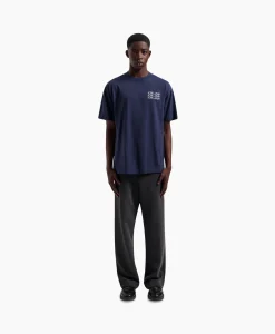 Heren Olaf Hussein T-Shirts*T-Shirt Blur Logo Donker Blauw