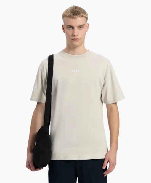 Heren Olaf Hussein T-Shirts*T-Shirt Korte Mouw Block Beige