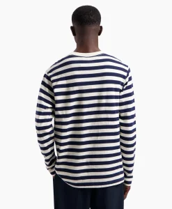 Heren Olaf Hussein T-Shirts*T-Shirt Stripe Sans Ls Wit