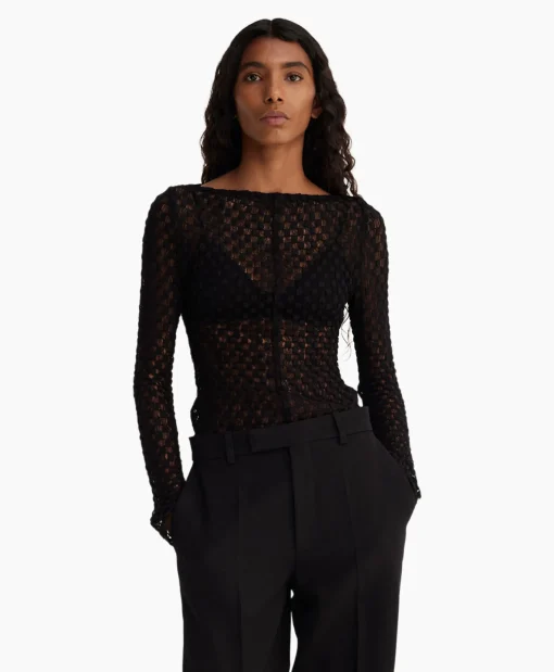Dames Róhe T-Shirts & Tops*Rohe Top Lace Zwart
