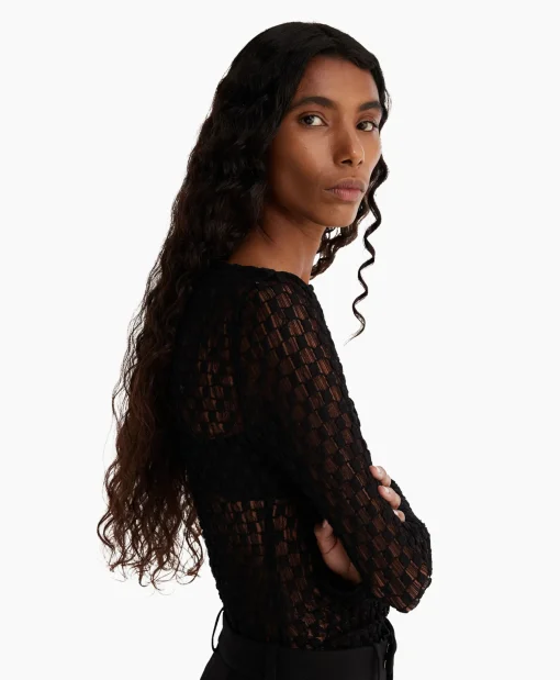 Dames Róhe T-Shirts & Tops*Rohe Top Lace Zwart