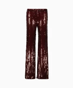 Dames Rotate Broeken*Pantalon Sequins Low Waist Bordeaux