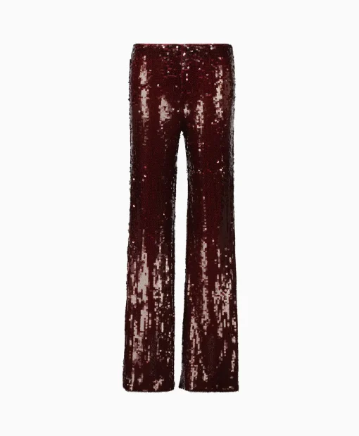 Dames Rotate Broeken*Pantalon Sequins Low Waist Bordeaux