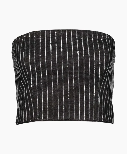 Dames Rotate T-Shirts & Tops*Top Sequin Twill Crop Zwart