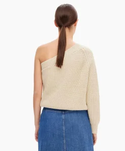 Dames Selected Femme Truien*Gebreide Trui Sedora Ls Knit One Shoulder Off White
