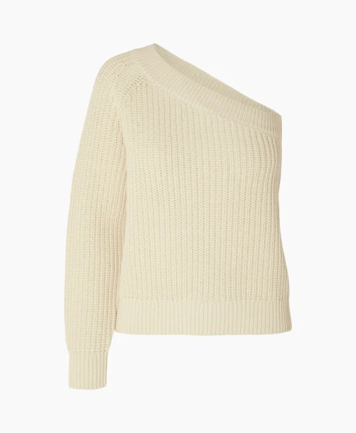 Dames Selected Femme Truien*Gebreide Trui Sedora Ls Knit One Shoulder Off White