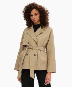 Dames Selected Femme Jassen*Jack Belinda Short Trench Coat Zand