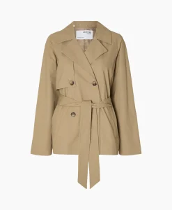 Dames Selected Femme Jassen*Jack Belinda Short Trench Coat Zand