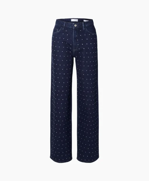 Dames Selected Femme Broeken*Jeans Marley-Bea Hw Mid Blue Wide Jean Blauw