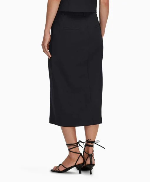 Dames Selected Femme Rokken*Midi Rok Rita Hw Long Skirt Dsm Donker Blauw