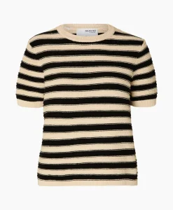 Dames Selected Femme Truien*Pullover Dora Ss Knit O-Neck Goud