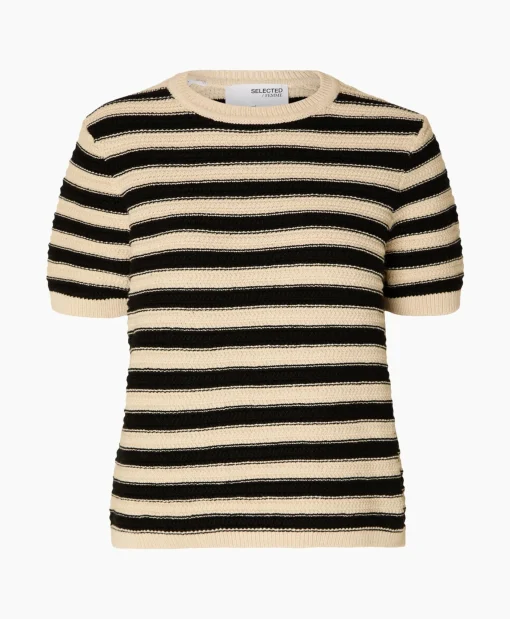 Dames Selected Femme Truien*Pullover Dora Ss Knit O-Neck Goud