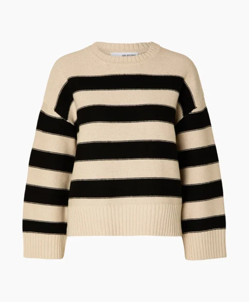 Dames Selected Femme Truien*Pullover Jill Ls Knit O-Neck Goud