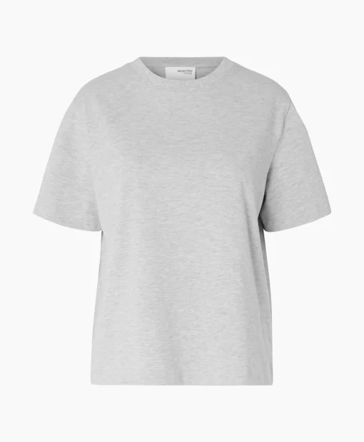 Dames Selected Femme T-Shirts & Tops*T-Shirt Essential Ssboxy Tee Noos Licht Grijs