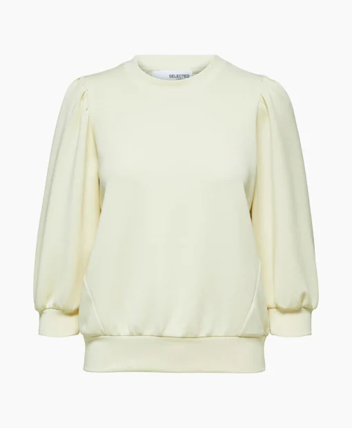 Dames Selected Femme Truien*Sweater Tenny 3/4 Sweat Top Noos Wit