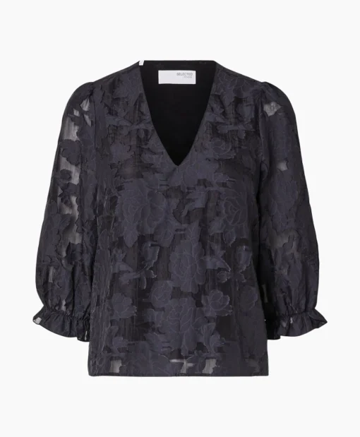 Dames Selected Femme T-Shirts & Tops*Top Cathi-Sadie 3/4 Ff Donker Blauw