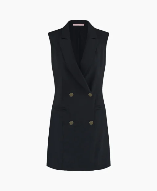 Dames Studio Anneloes Gilets*Blazer Jazzy Bonded Donker Blauw