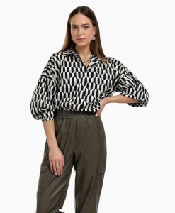 Dames Studio Anneloes Blouses*Blouse Havana Coffee Beans Zwart Dessin
