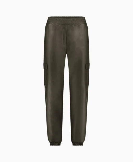 Dames Studio Anneloes Broeken*Broek Evi Leather Cargo Trousers Bruin Dessin