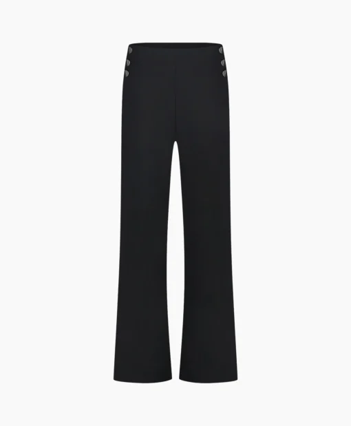 Dames Studio Anneloes Broeken*Broek Jessy Bonded Button Trousers Zwart Dessin