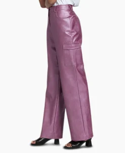 Dames Studio Anneloes Broeken*Broek Selina Metallic Leather Trousers Paars